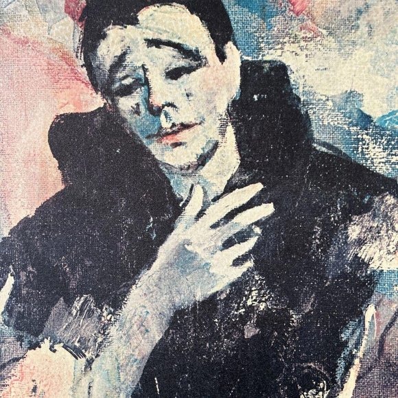 "SAD FACE CLOWN" Print on Canvas 28 x 22 Inches, MCM Mid-Century - Picture 6 of 12